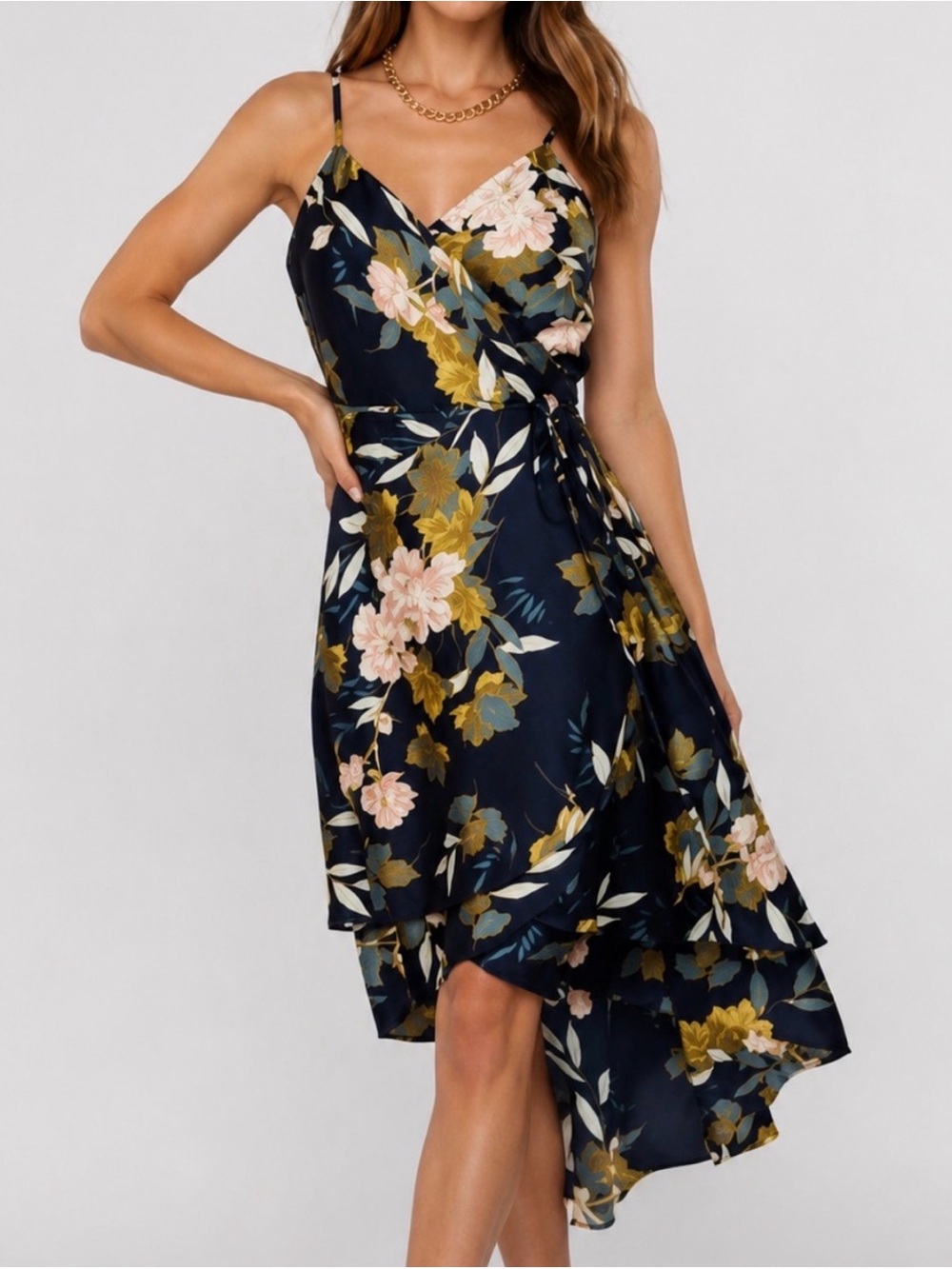 Baltic Born Steffi Tulip Wrap Dress | Navy Floral